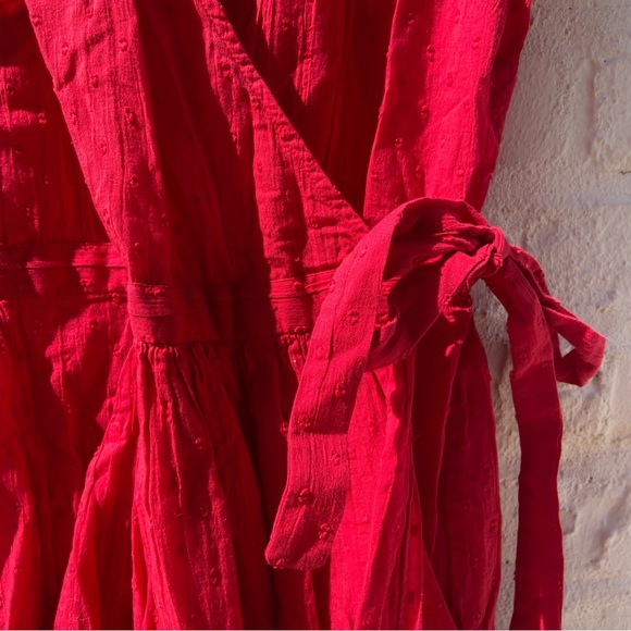 & Other Stories | Red Swiss Dot Crepe Wrap Dress | Size 2 - Picture 5 of 11